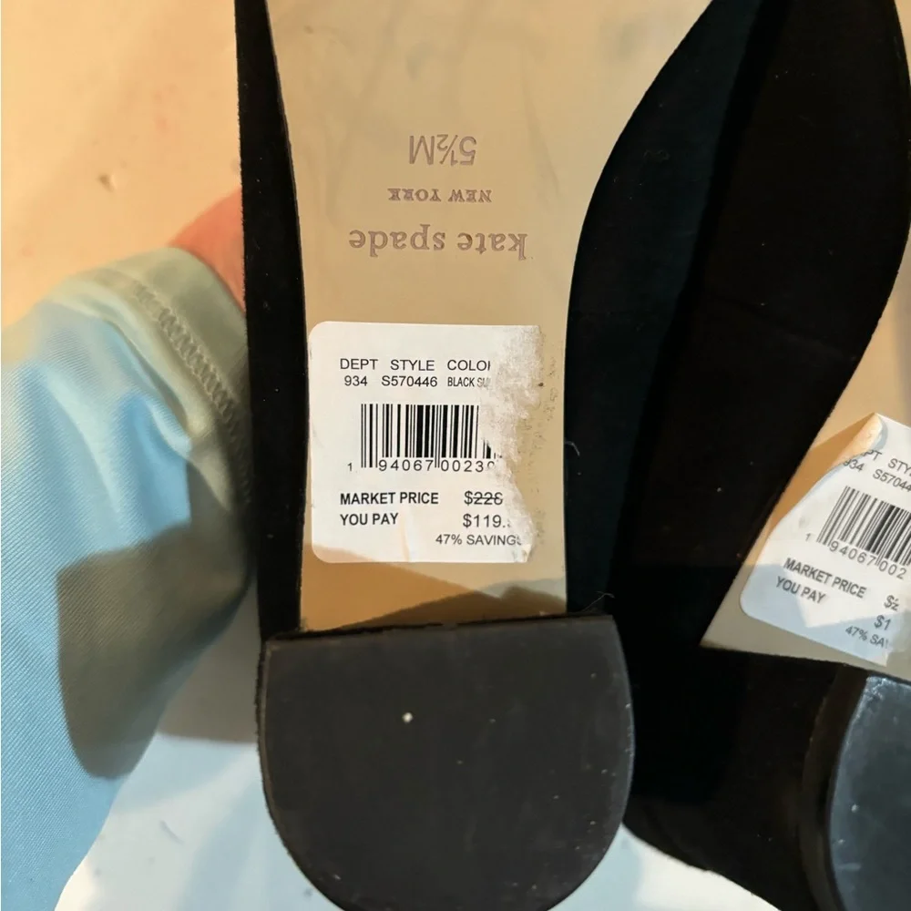 KATE SPADE Black Suede HEELS 5 1/2 M